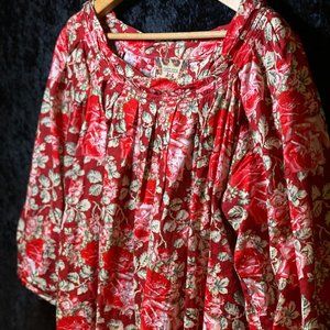 Chelsea and Violet Red Rose Floral Blouse (size L)